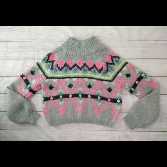 Hollister Cozy Neon + Grey Sweater *Super Soft* - Picture 1 of 4